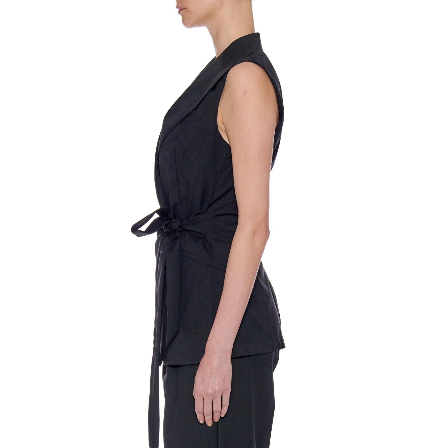 Women Cartagena Waistcoat - Sleeveless Wrap Waistcoat - Black