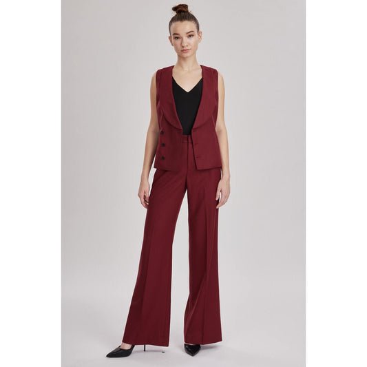 Women Blackburn Waistcoat - Double Breasted Waistcoat in Red Wine Wool