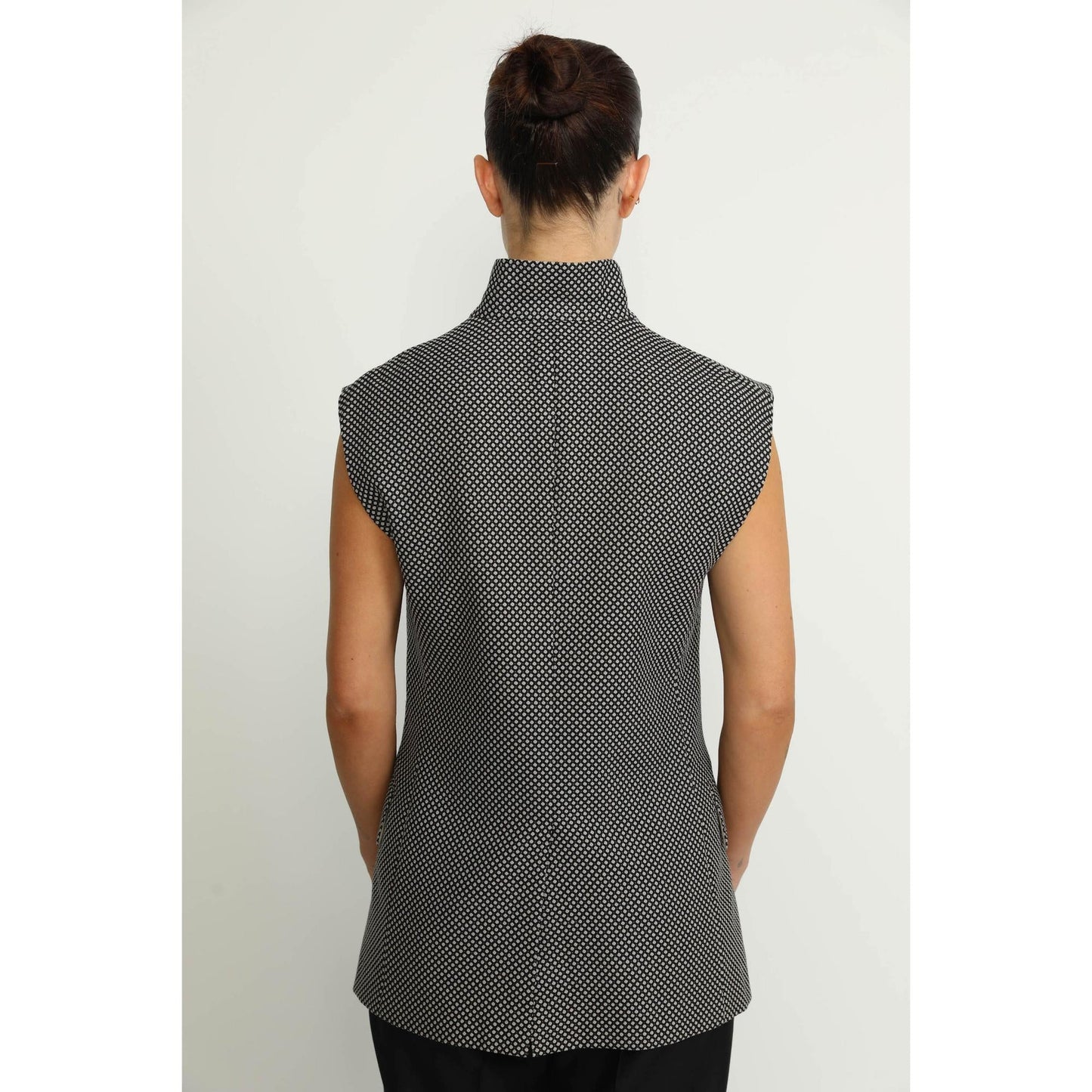 Women Liestal Waistcoat - Liestal Sleeveless Birdseye Waistcoat - Black/Grey