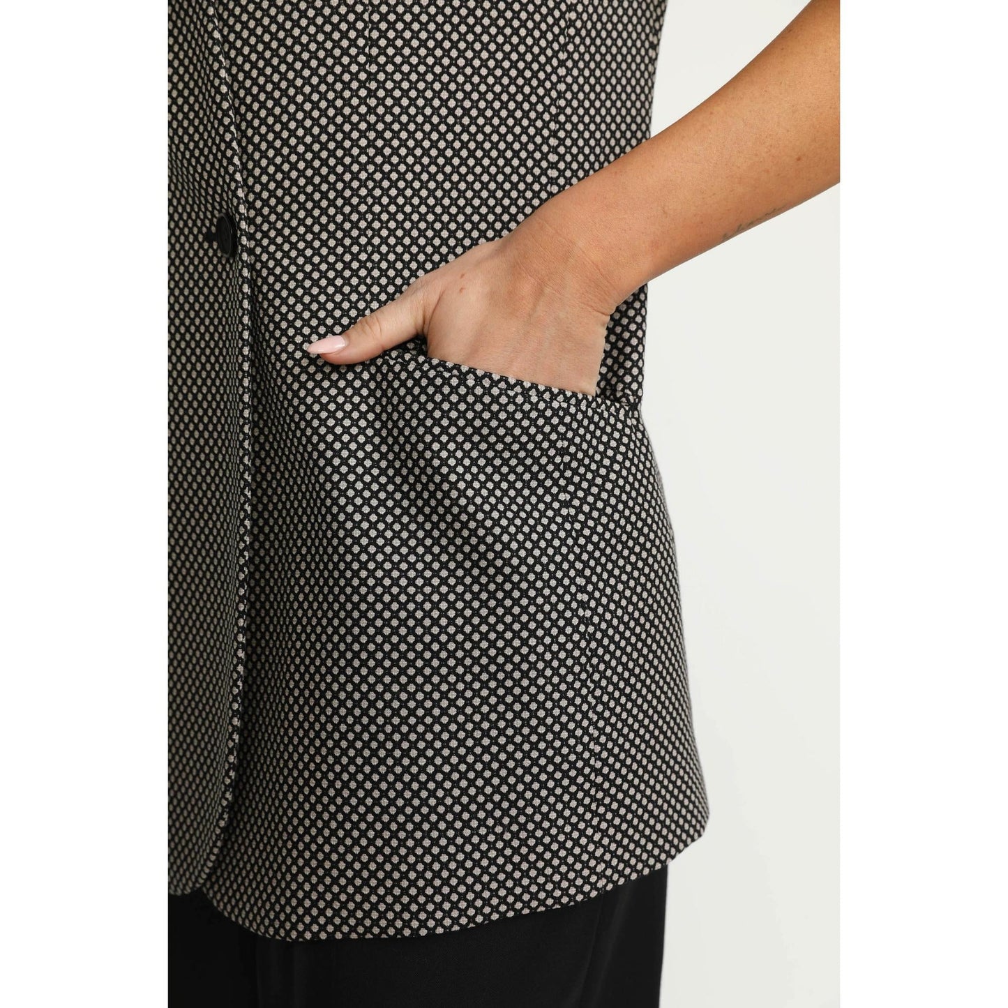 Women Liestal Waistcoat - Liestal Sleeveless Birdseye Waistcoat - Black/Grey
