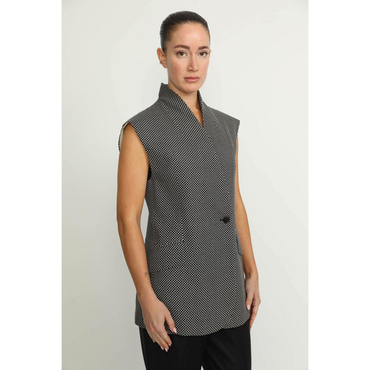 Women Liestal Waistcoat - Liestal Sleeveless Birdseye Waistcoat - Black/Grey