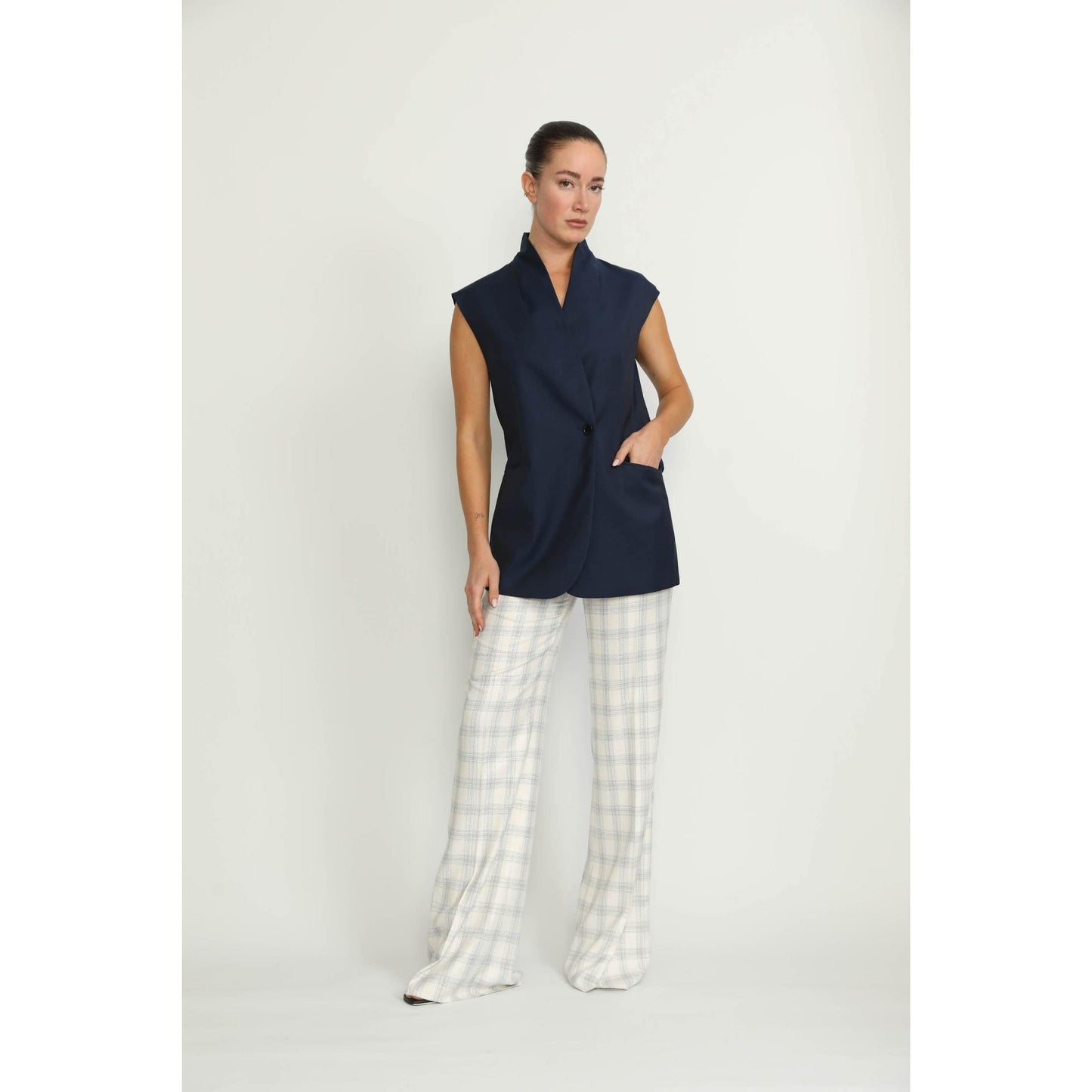Women Liestal Waistcoat - Liestal Sleeveless Plain Navy Waistcoat