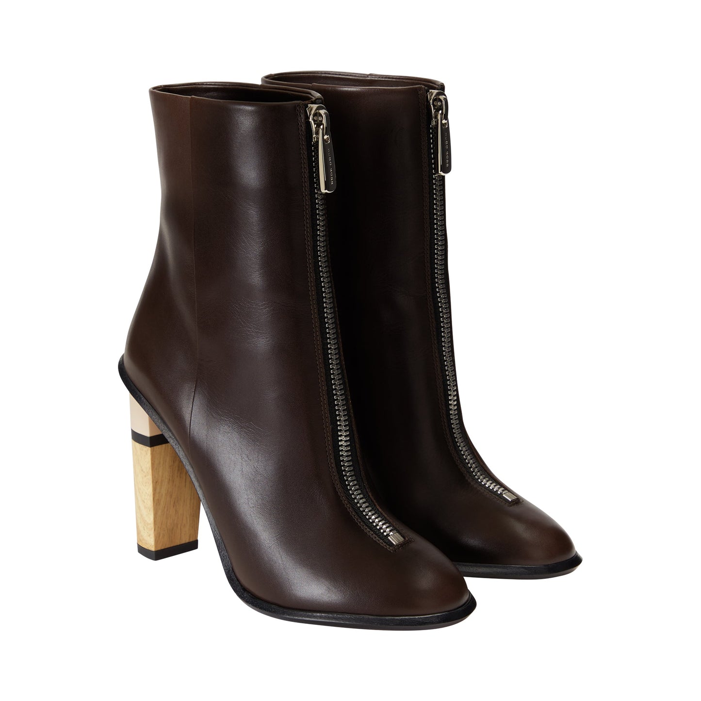 Women Zip Bootie Shoes - Dark Brown