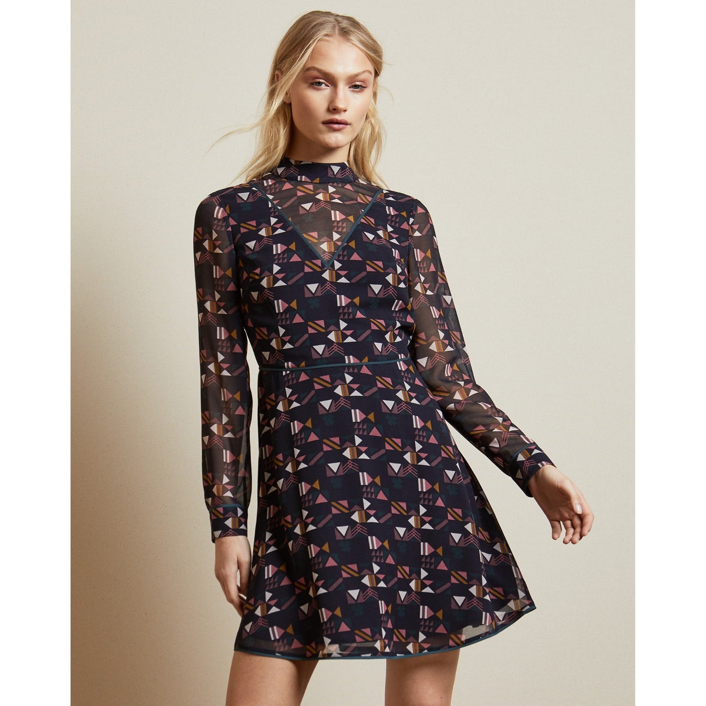 Women Phanko-Nordic Puzzle Mini Dress - Navy