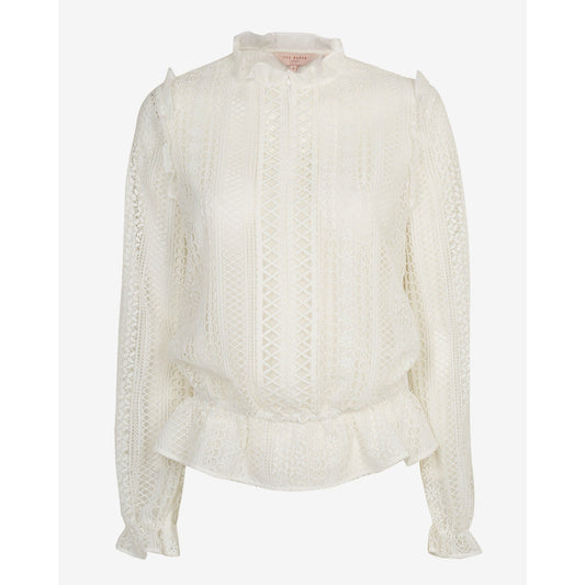 Women Comsee-Zip Up Woven Lace Top - White