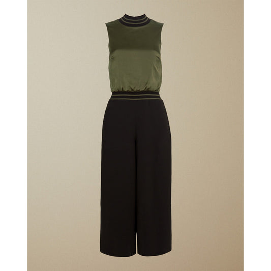 Women Jazzine-Satin Bodice Culotte Jumpsuit - Khaki