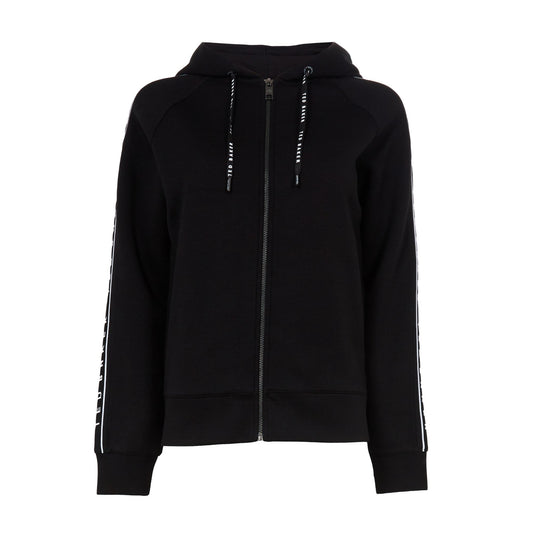 Women Inlii-Stripe Detail Branded Zip Hoodie - Black