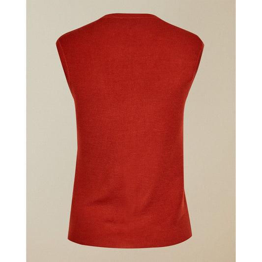 Women Polii-Wh2W-Ruched Front Knitted Top - Dark-Orange