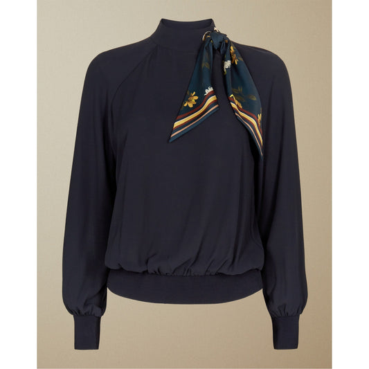 Women Mavey-Wh2W-Savanna Scarf  Detail Blouse - Dark-Blue