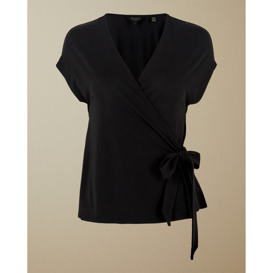 Women Sesiee-V Neck Jersey Wrap Top - Black