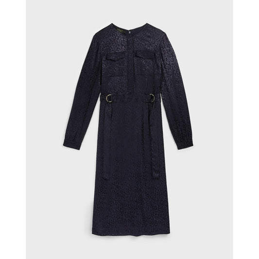 Women Kinzley-Animal Jacquard Utility Midi Dress - Dark-Blue