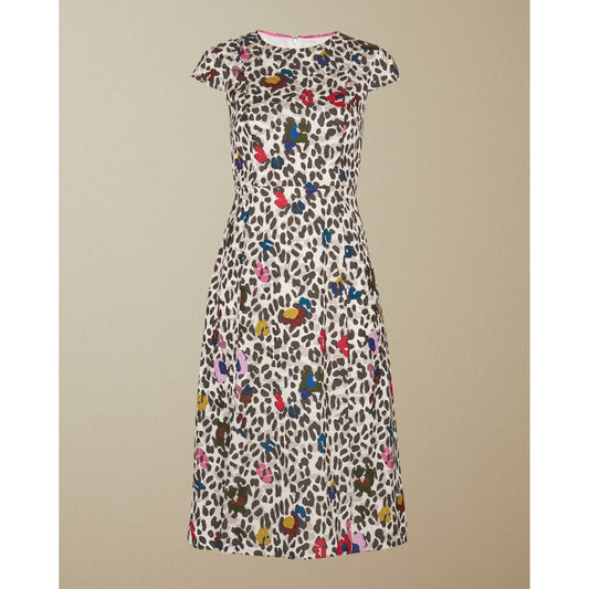 Women Stelaar-Short Sleeve Wilderness Jacquard Midi Dress - Cream