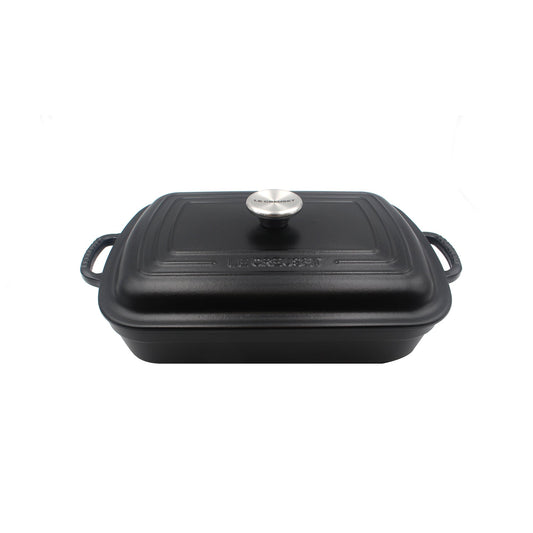 Shallow Rectangular Cocotte 29cm - Matte Black Ss Knob