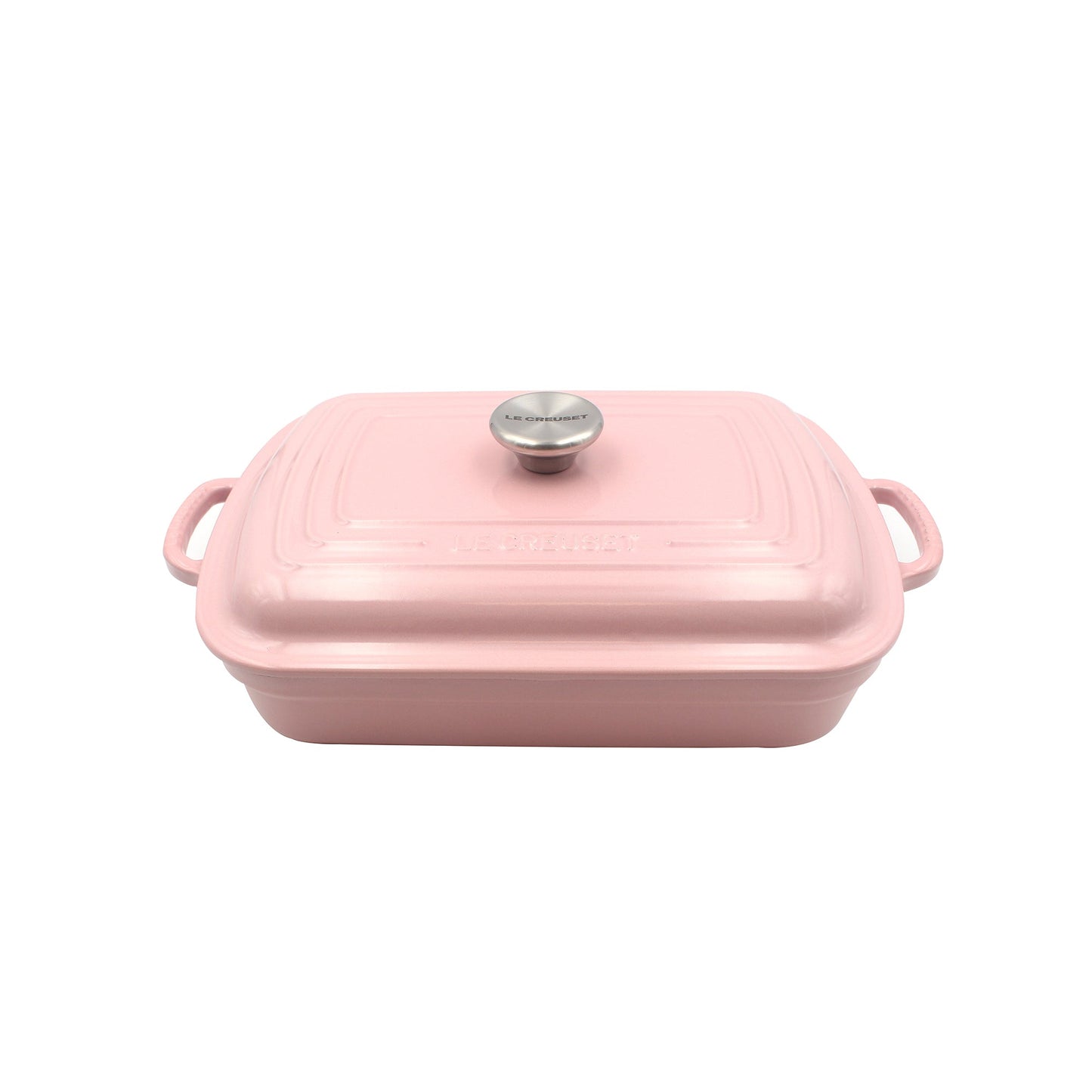 Shallow Rectangular Cocotte 29cm - Chiffon Pink Ss Knob