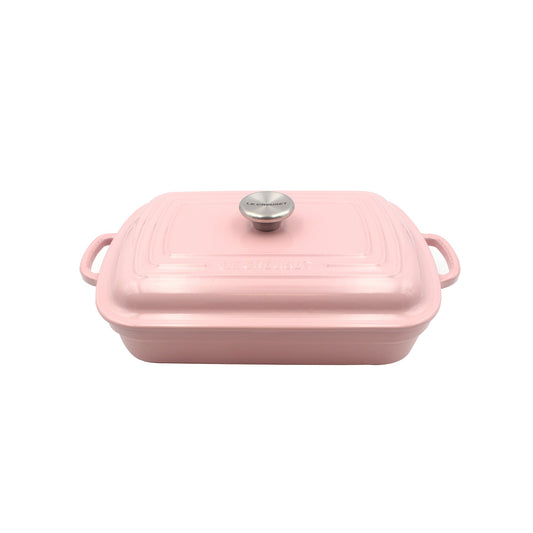 Shallow Rectangular Cocotte 29cm - Chiffon Pink Ss Knob