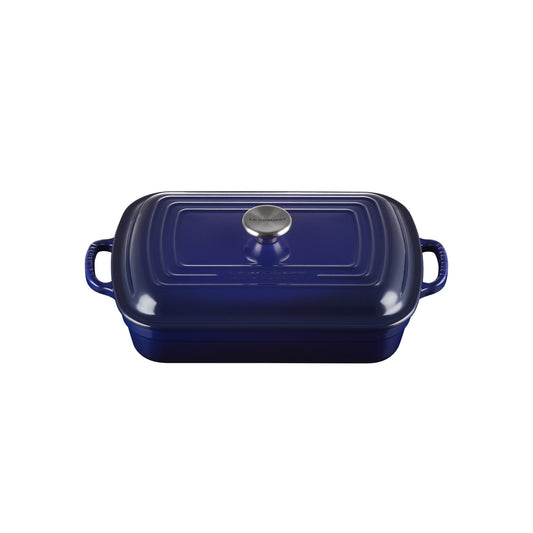 Shallow Rectangular Cocotte 29cm - Indigo Ss Knob
