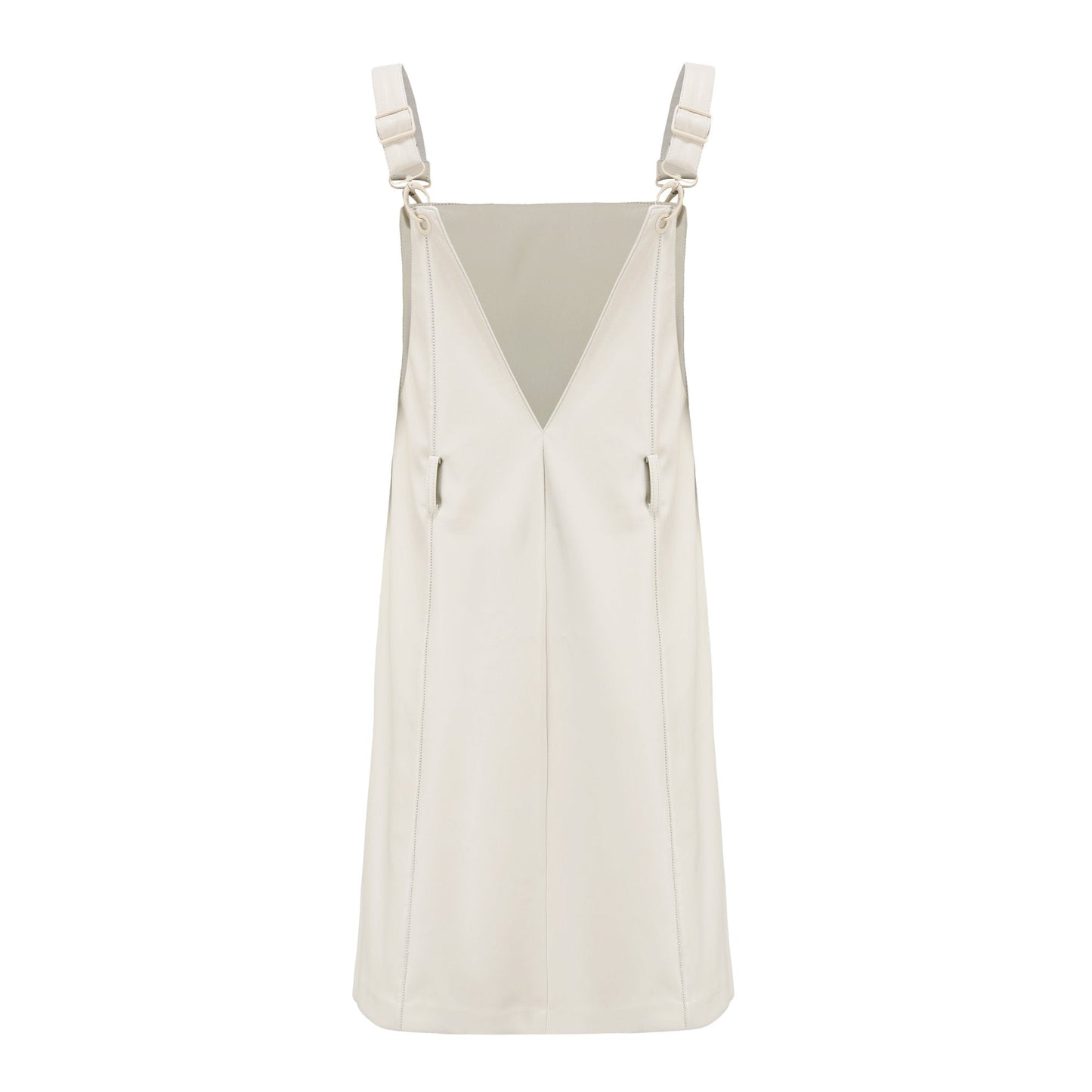 Women Faux Leather Mini Dress - Beige