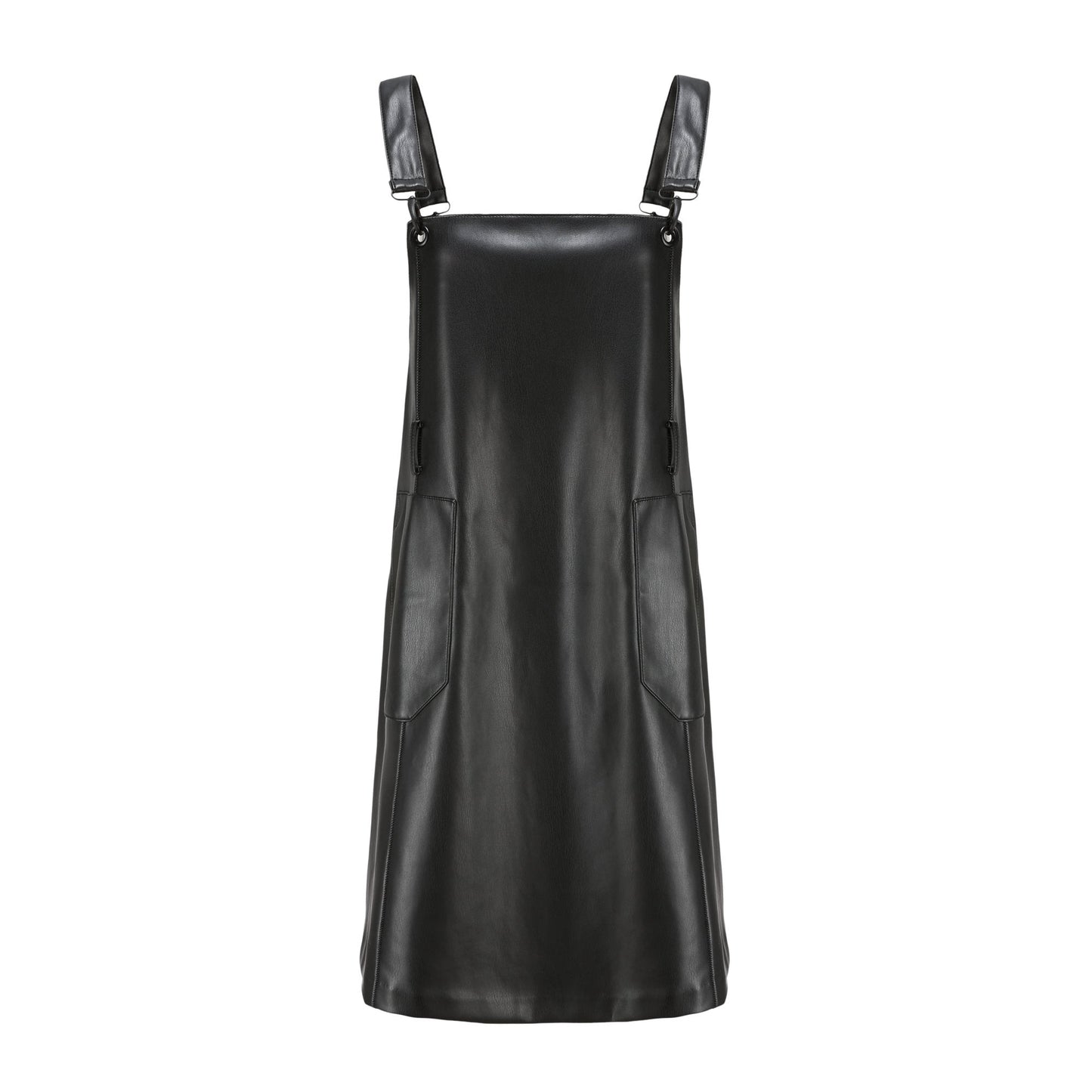 Women Faux Leather Mini Dress - Black