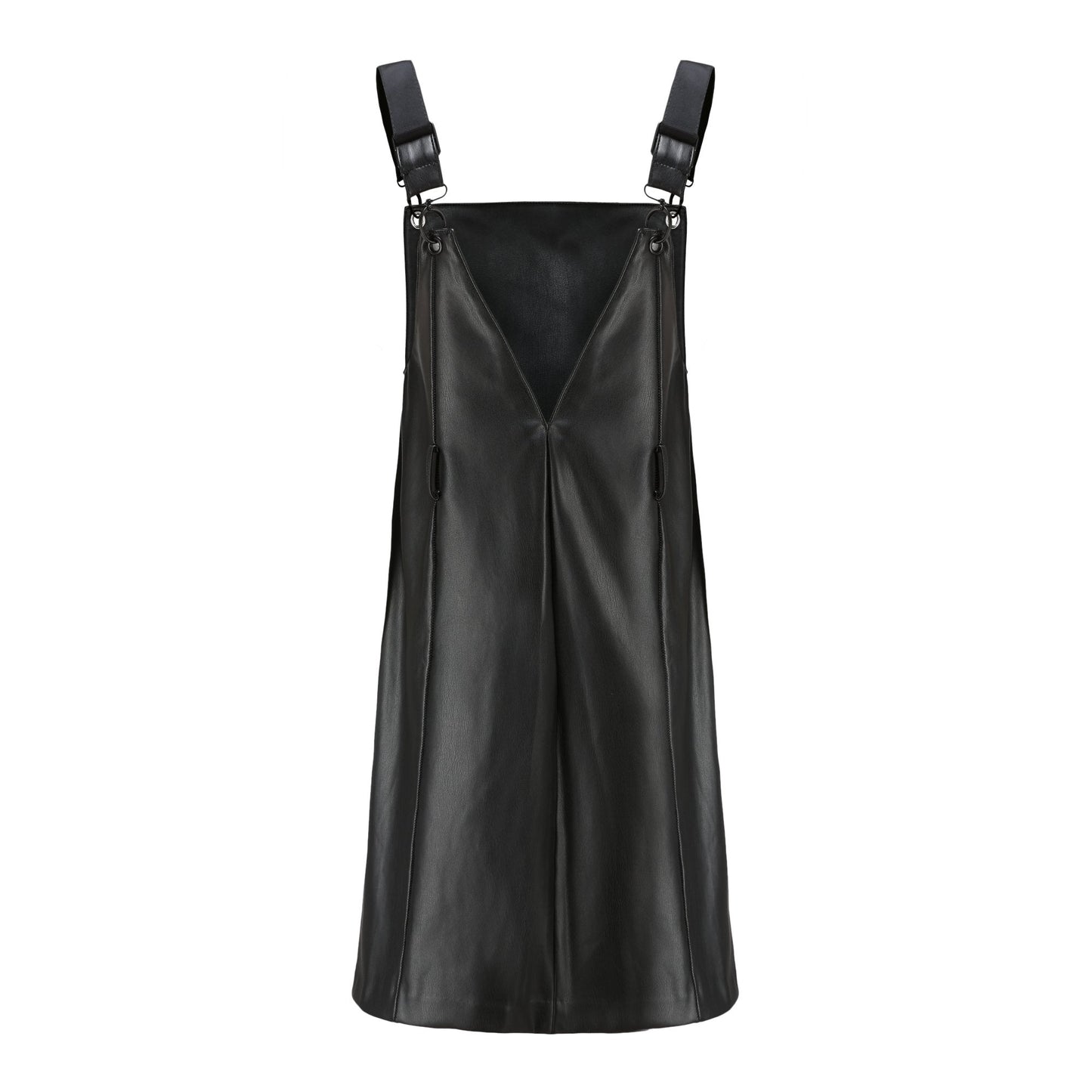 Women Faux Leather Mini Dress - Black