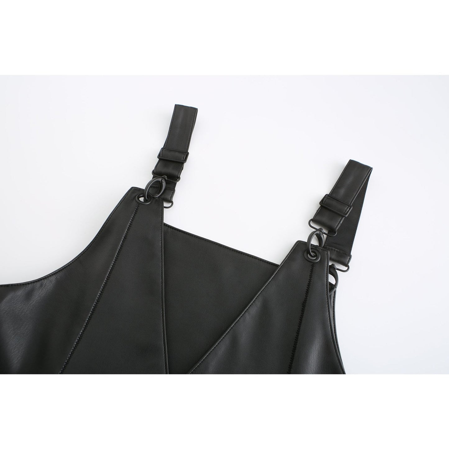 Women Faux Leather Mini Dress - Black