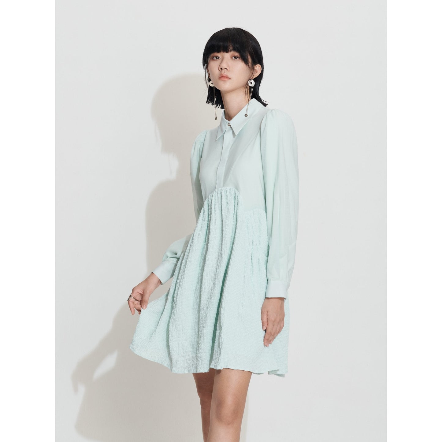 Women Dolly Shirt Dress - Light Blue