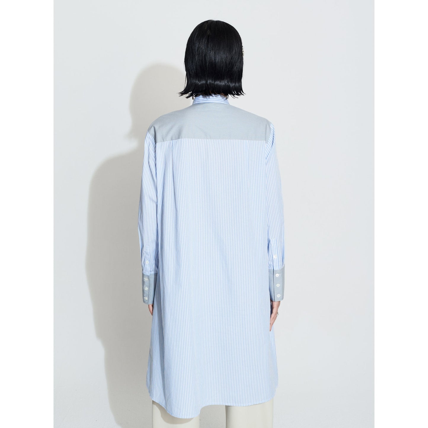Women Printed Box Patch Shirt Dress - Light Blue