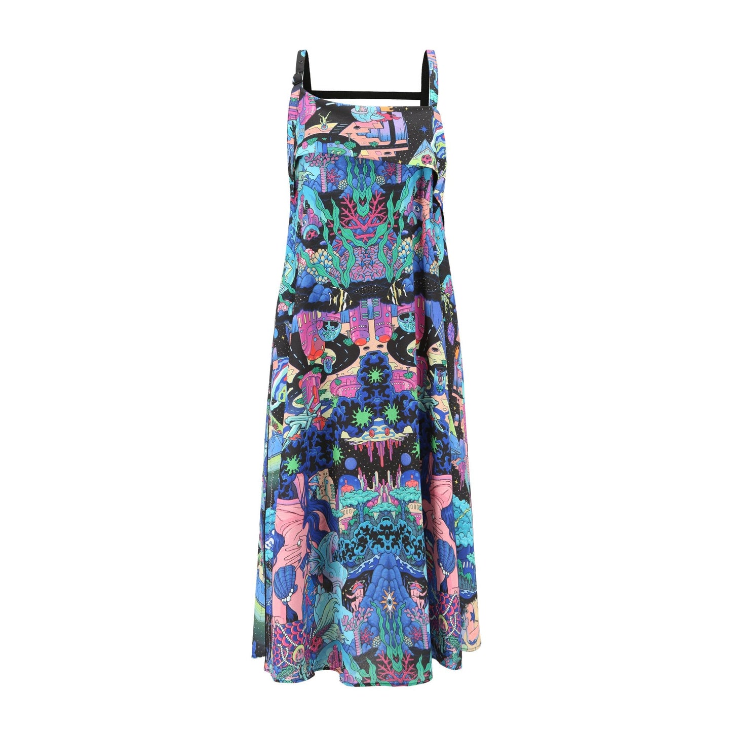 Women Asymmetric Hem Sling Back Pattern Dress - Pattern