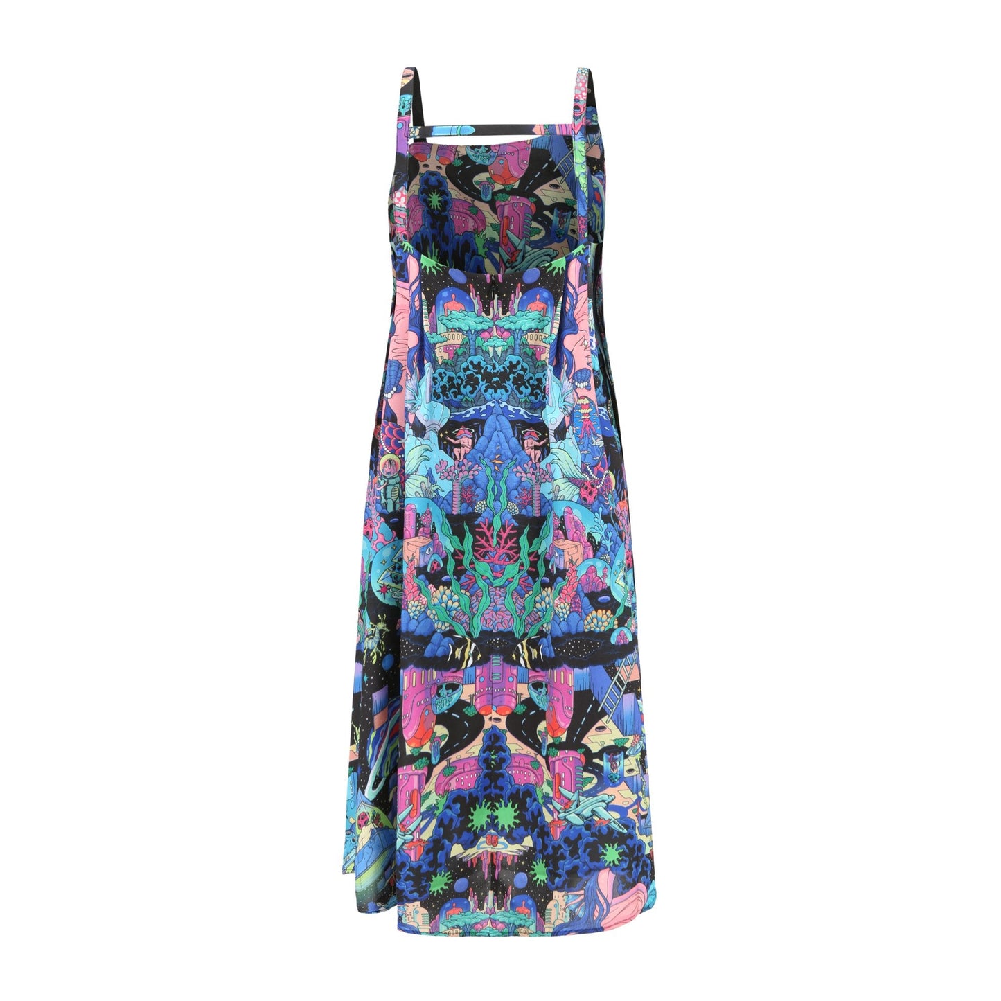 Women Asymmetric Hem Sling Back Pattern Dress - Pattern