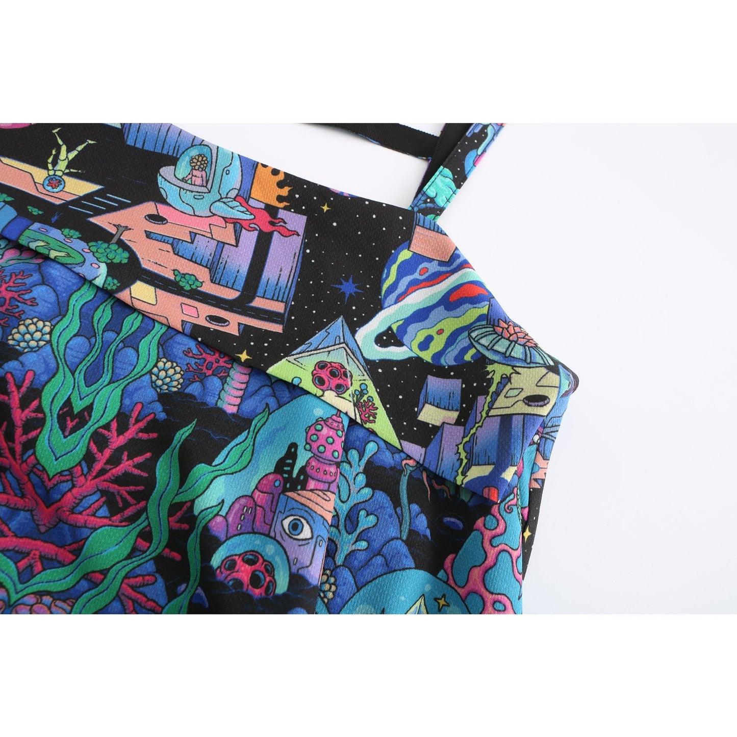 Women Asymmetric Hem Sling Back Pattern Dress - Pattern