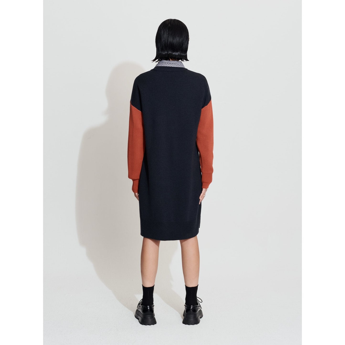 Women Jacquard Graphic Sweater Dress - Charcoal