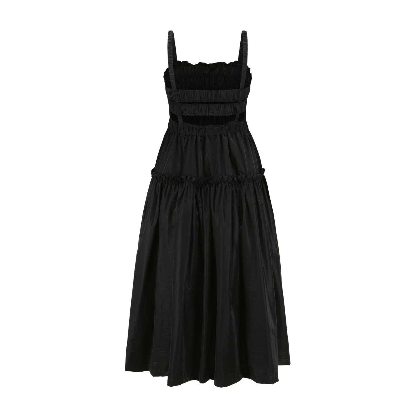 Women Smocking Sling Back Dress - Black