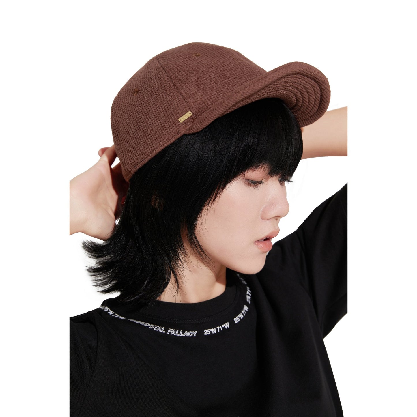 Women Waffle Baseball Cap - Brown