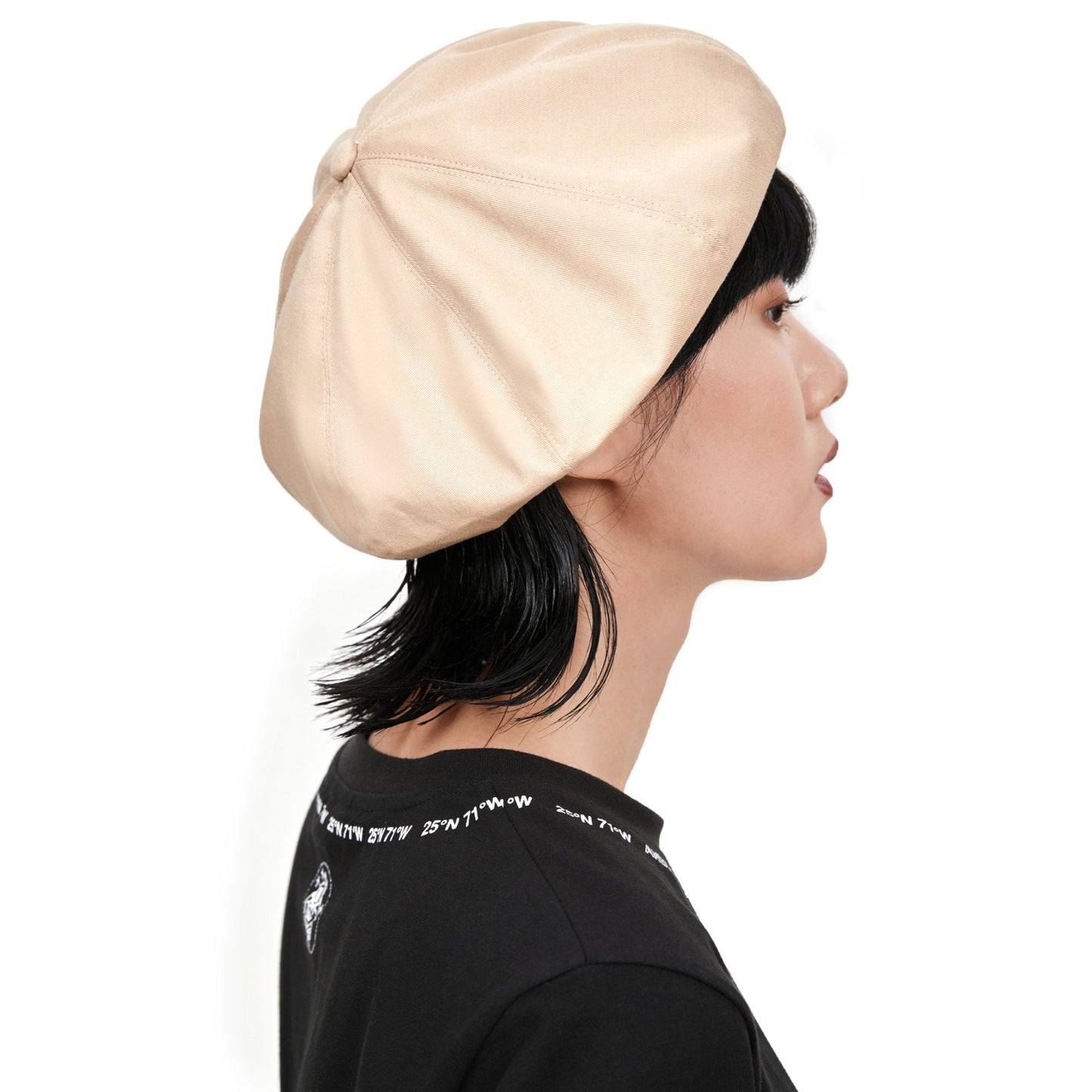 Women Cotton Canvas Beret - Beige