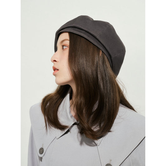 Women Cotton Canvas Beret - Dark Grey