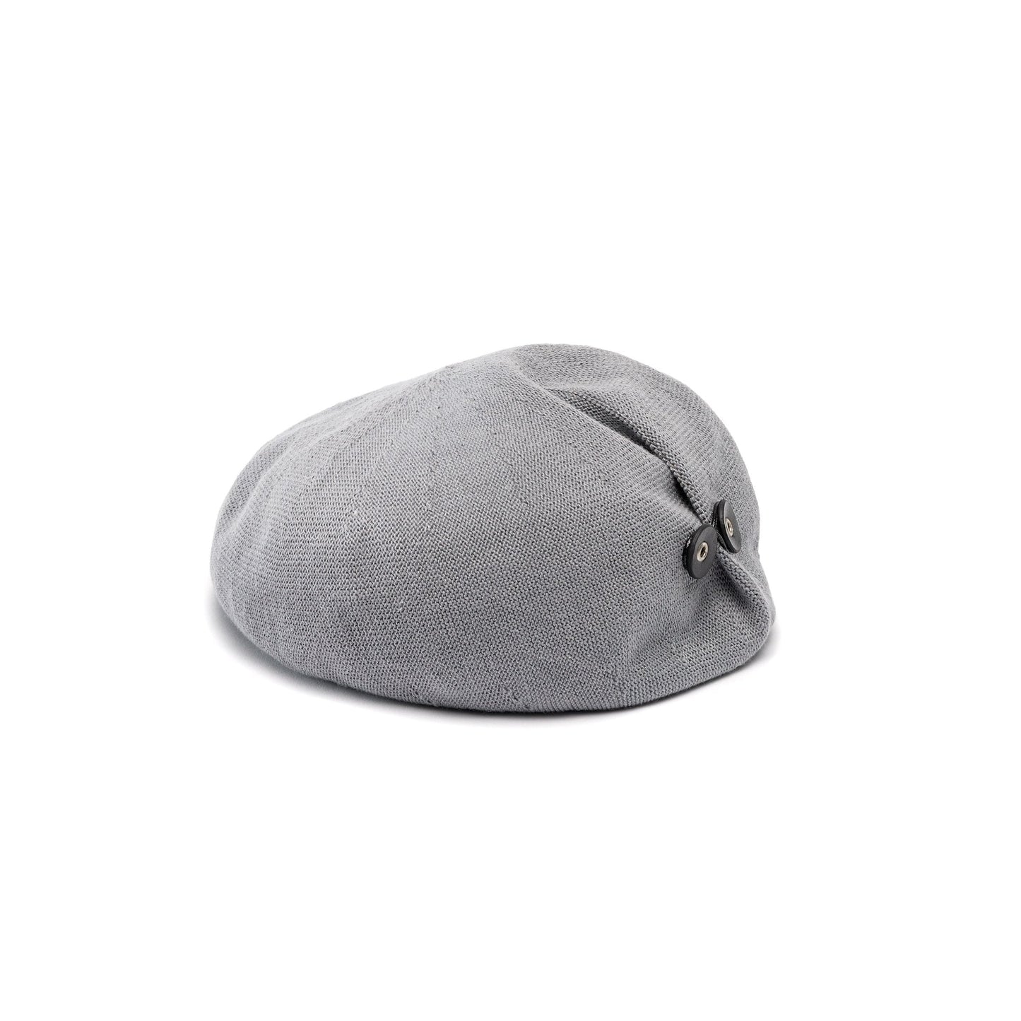 Women Button Detail Beret - Light Grey
