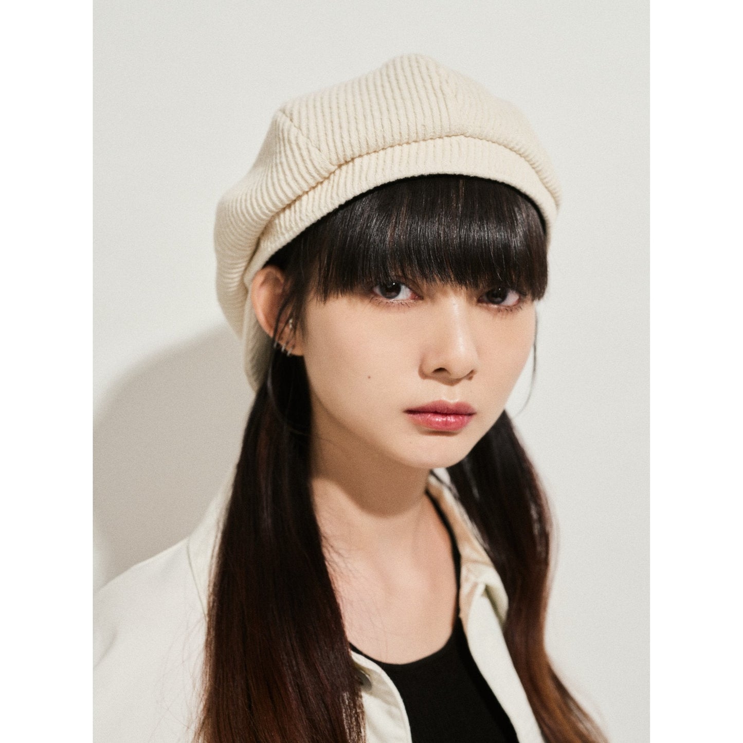 Women Wool Mix Newsboy Cap - Ivory