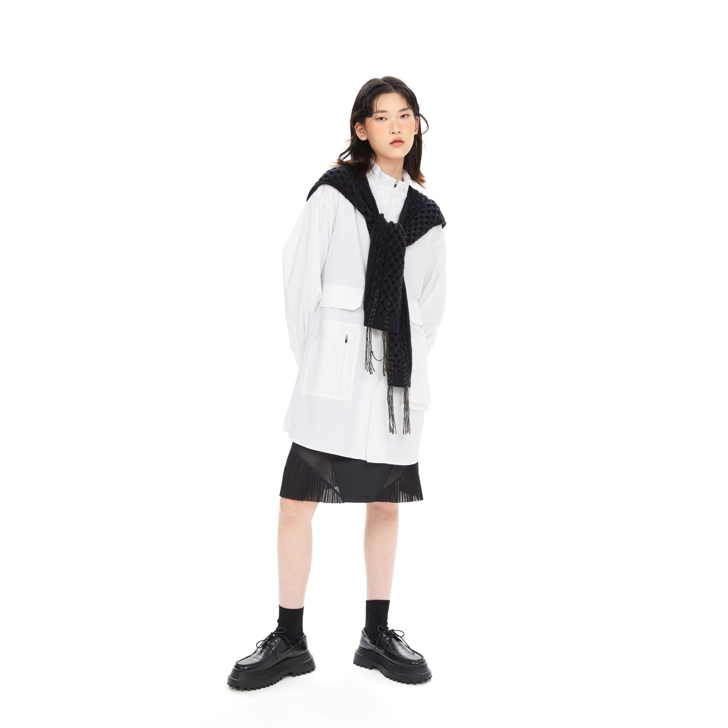 女款戶外剪裁襯衫 - 白色