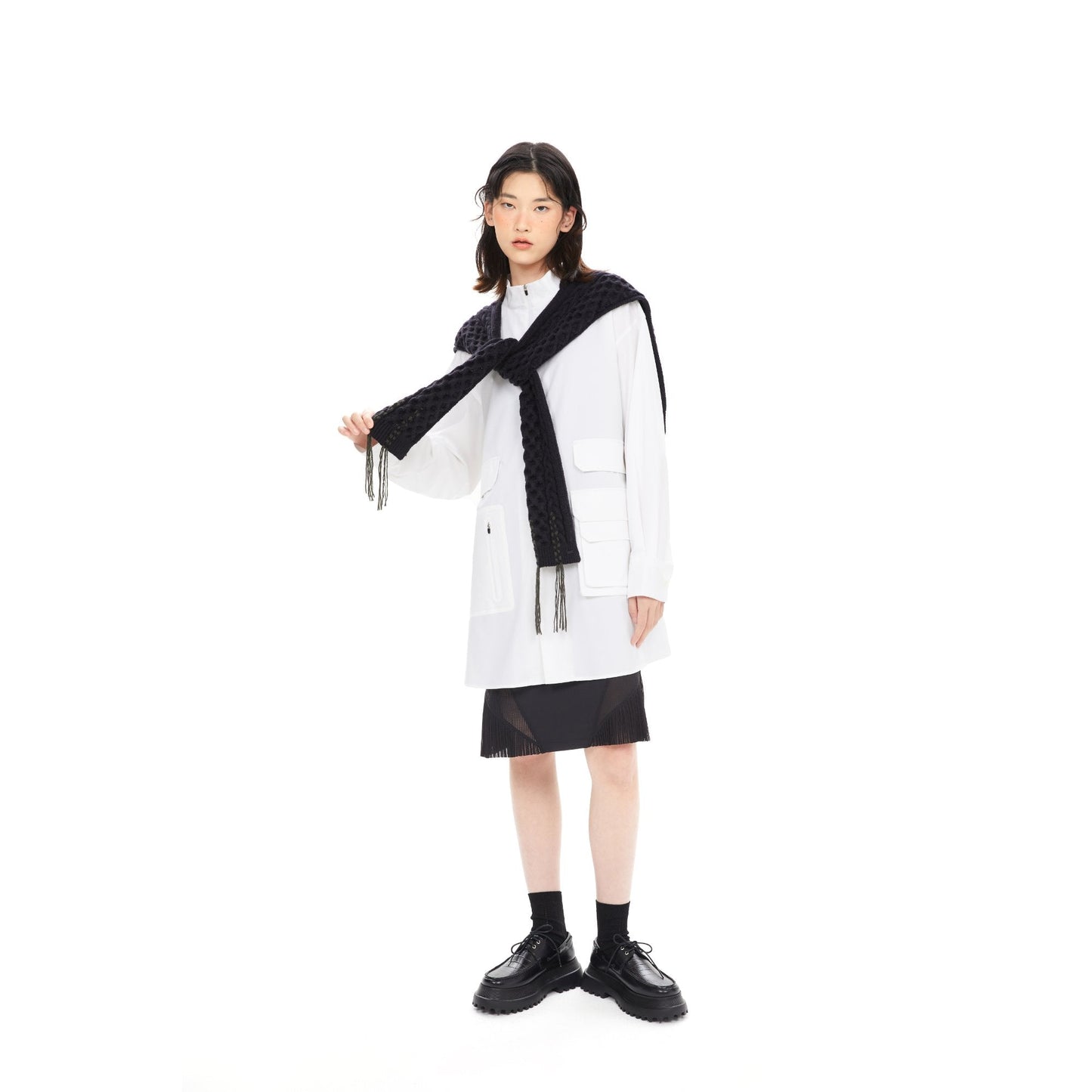 女款戶外剪裁襯衫 - 白色