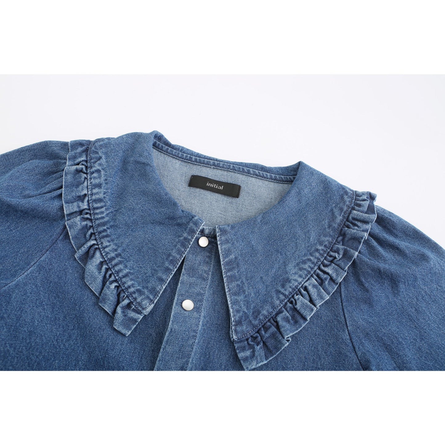 Women Dolly Puritan Collar Denim Shirt - Indigo