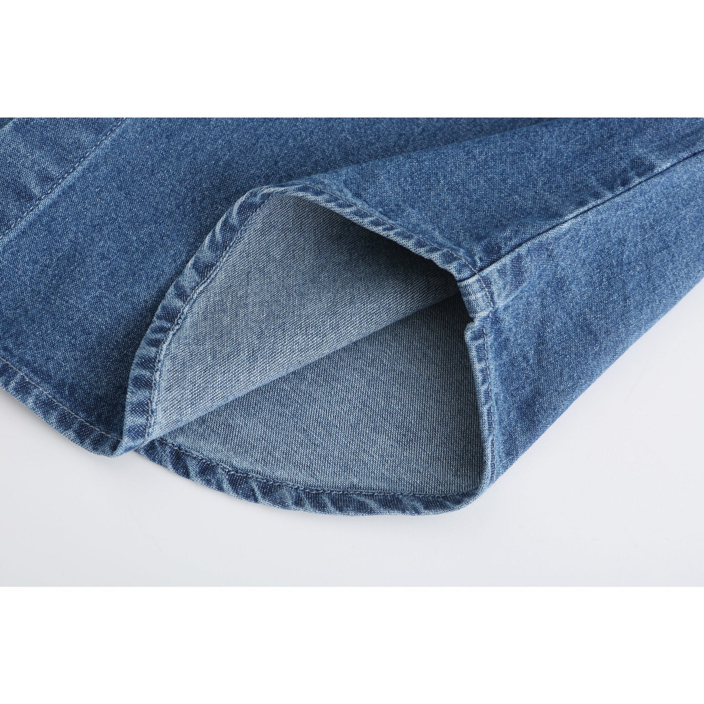 Women Dolly Puritan Collar Denim Shirt - Indigo