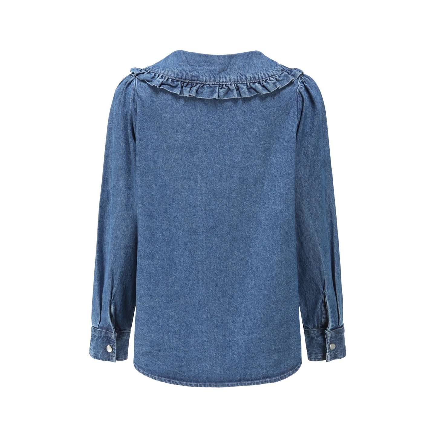 Women Dolly Puritan Collar Denim Shirt - Indigo