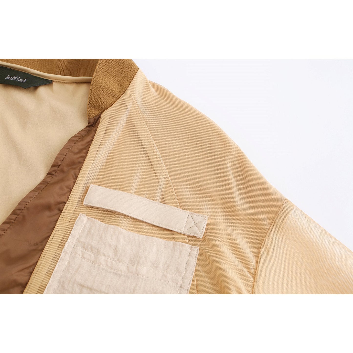 Women See Through Oversize Military Jacket - Khaki