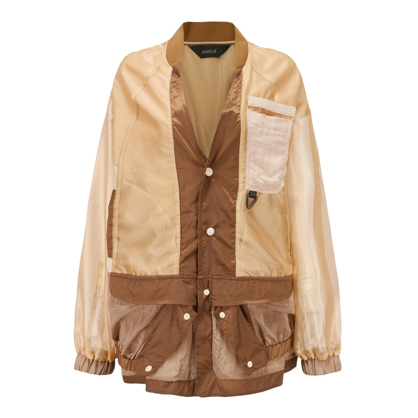Women See Through Oversize Military Jacket - Khaki