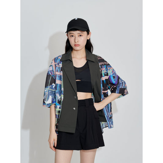Women Pattern Patched Jacket - Pattern