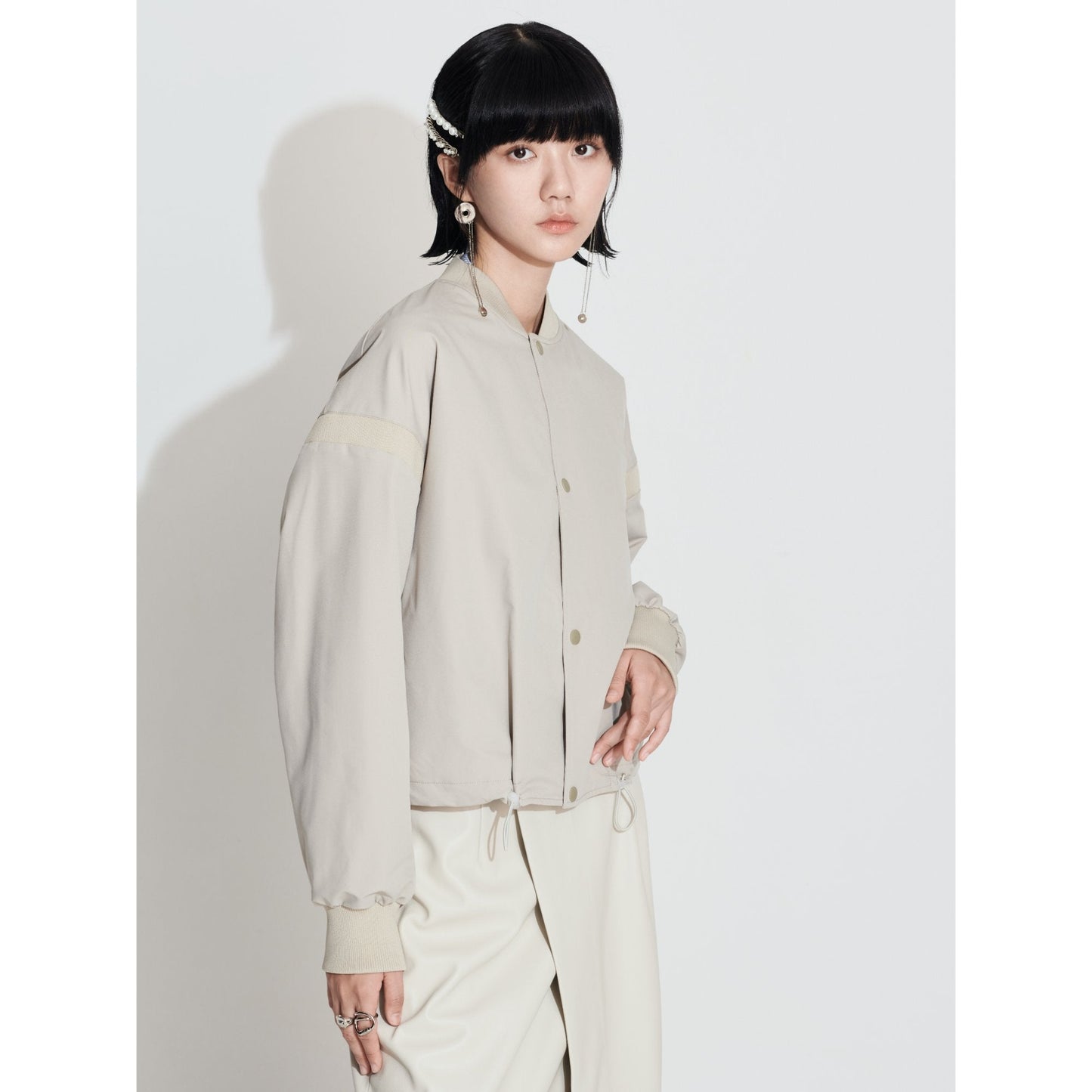 Women Solotex Bomber Jacket - Beige