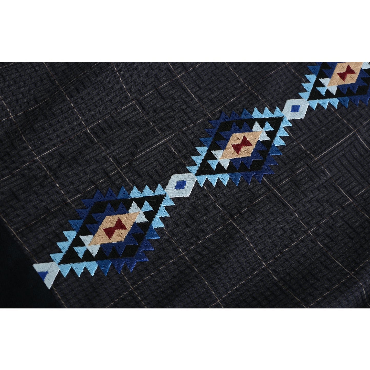 Men Pattern Embroidery Kimono - Navy