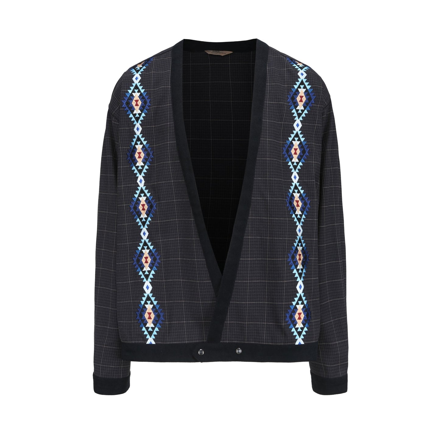Men Pattern Embroidery Kimono - Navy