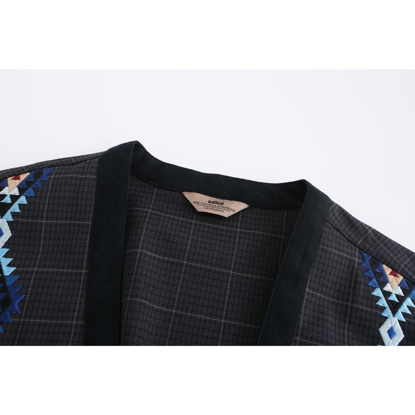 Men Pattern Embroidery Kimono - Navy