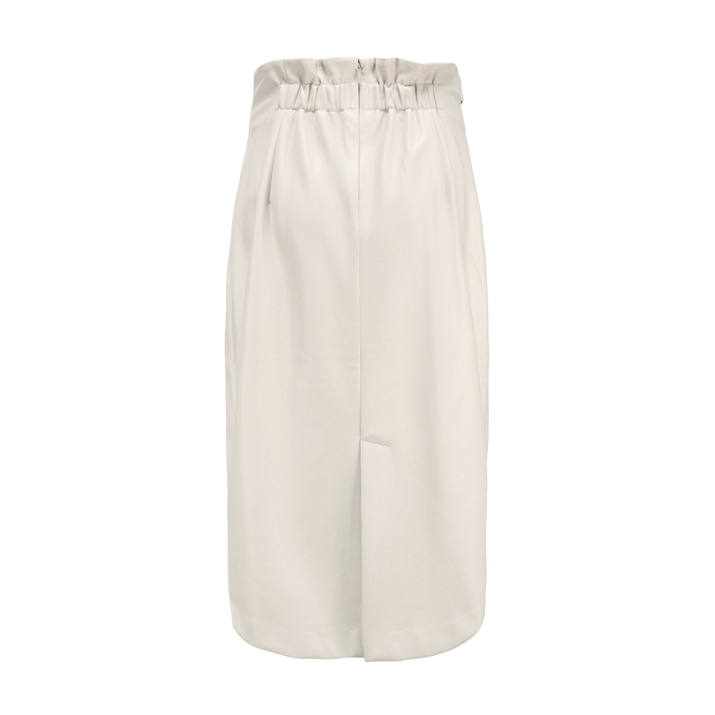 Women Faux Leather Straight Skirt - Beige