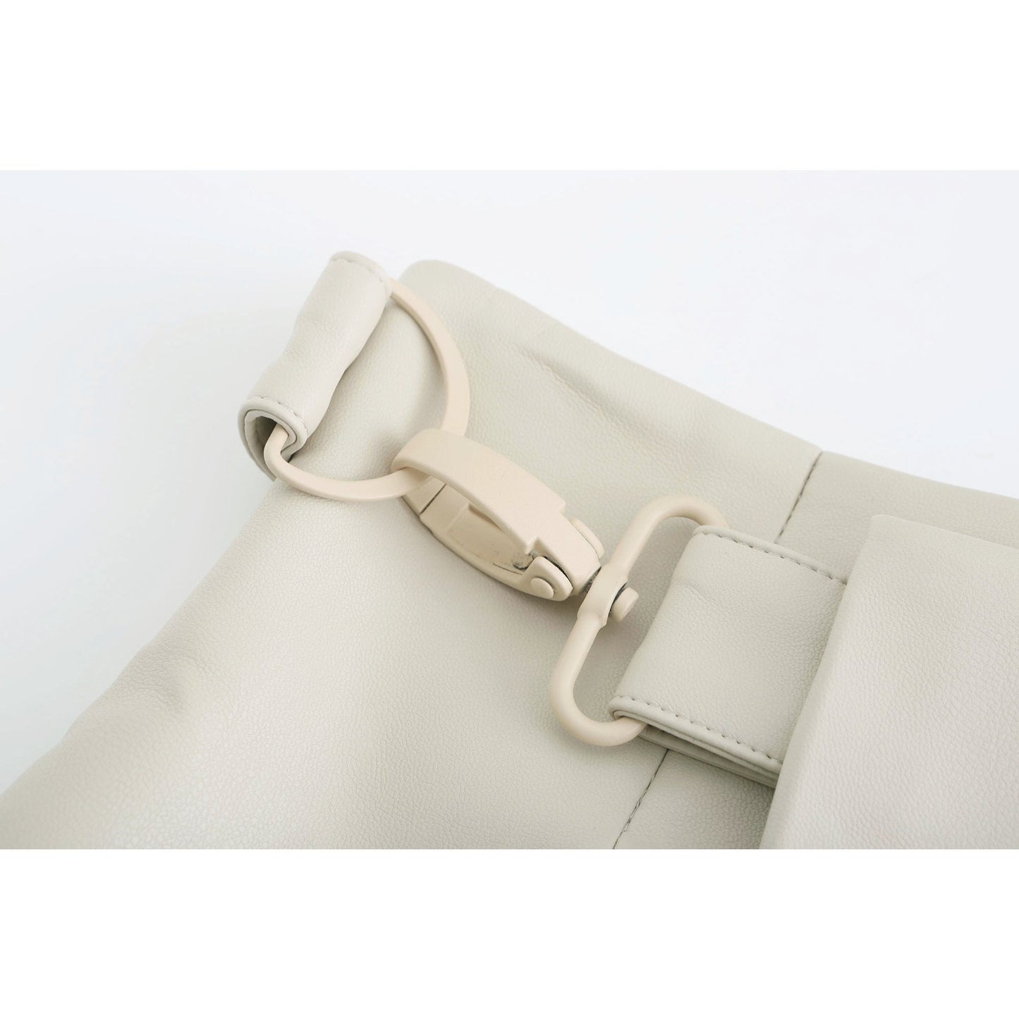 Women Faux Leather Straight Skirt - Beige